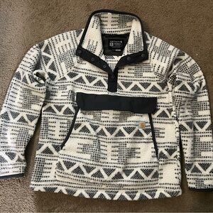 Carhartt Pullover Sweater Womens Medium Fleece 1/4 Snap Pattern OJ4991-W